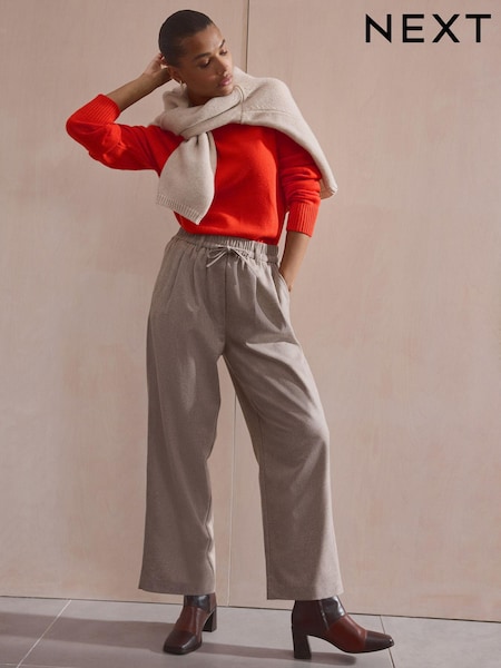 Natural Premium Wool Rich Wide Leg Trousers (E06089) | €38