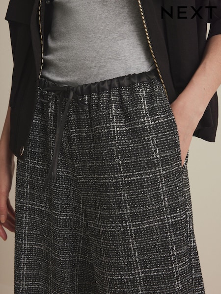 Schwarz - Boucle Sparkle Check Wide Leg Trousers (E06095) | 26 €