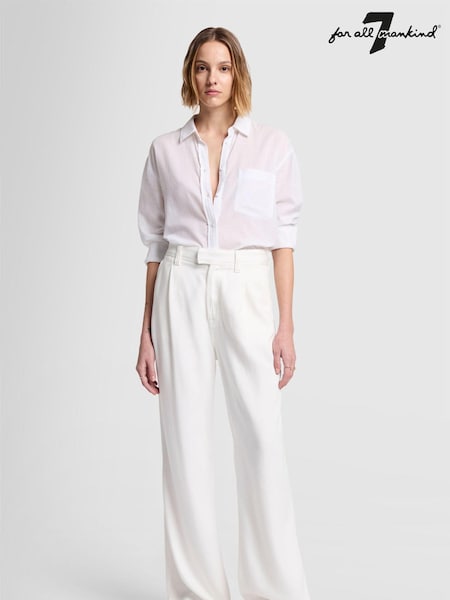 7 For All Mankind Pleated Colored Tencel Vesper White Trousers (E06134) | €184
