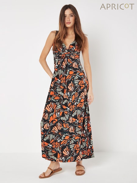 Apricot Multi Colourful Butterfly Wings Maxi Dress (E06199) | €44