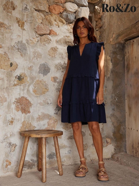 Ro&Zo Frill Detail 100% Cotton Cheesecloth Dress (E06300) | 283 LEI