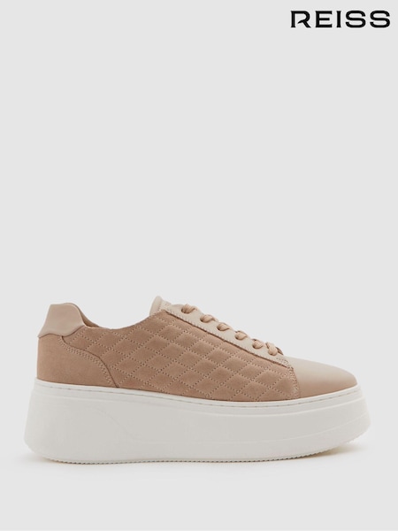 Reiss Blush Cassidy Leather Suede Lattice Trainers (E06337) | €229