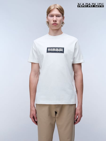 Napapijri 100% Cotton Box Short Sleeve White T-Shirt (E06409) | R$ 295