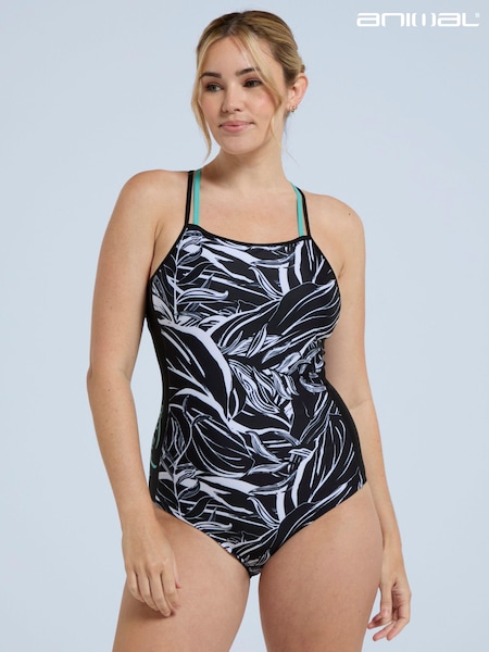 Schwarz - Animal Riemchen Zora Damen Badeanzug (E06435) | 27 €