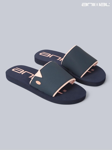 Animal Blue Womens Wave Sliders (E06449) | AED64