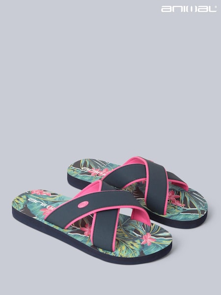 Animal Blue Womens Sandbar Sliders (E06466) | AED64