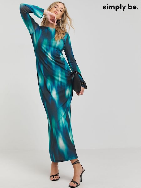 Simply Be Printed Mesh Maxi Dress (E06486) | 203 LEI