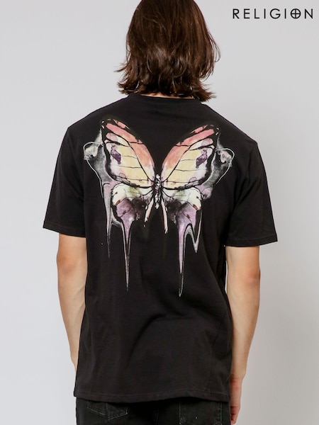 Religion Black Butterfly 100% Cotton T-Shirt (E06562) | €24