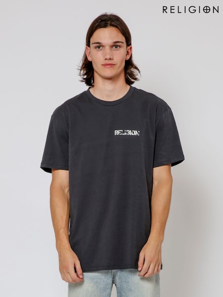 Religion Black Skull Stencil 100% Cotton T-Shirt (E06570) | €25