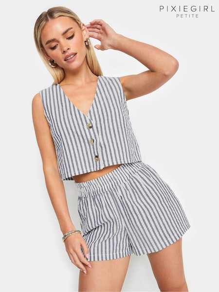 PixieGirl Petite Blue 100% Cotton Stripe Shorts (E06614) | €30