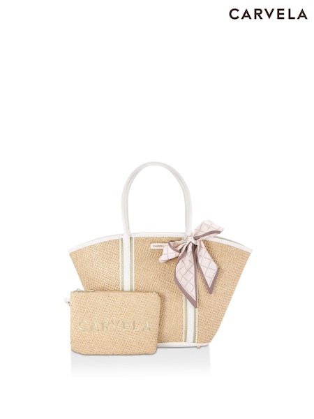 Carvela Nude Straw Scarf Basket Bag (E06655) | €113