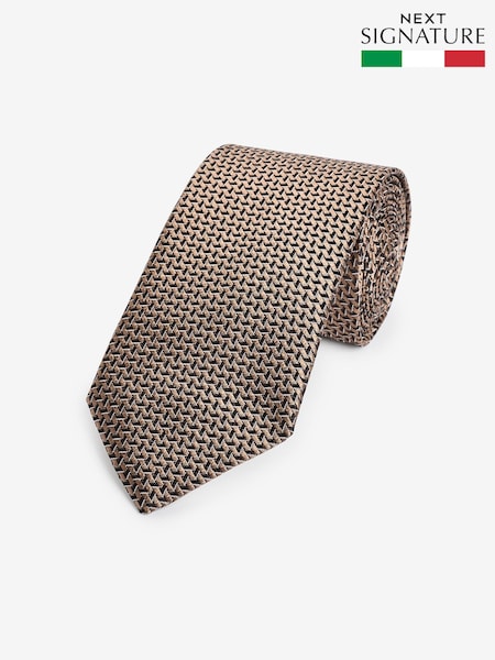 Yellow Gold/Navy Blue Geometric Signature Made In Italy Tie (E06666) | €18.50