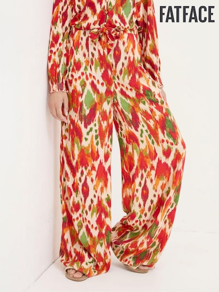 FatFace Ines Orange Paradise Ikat Wide Leg Trousers (E06708) | €25
