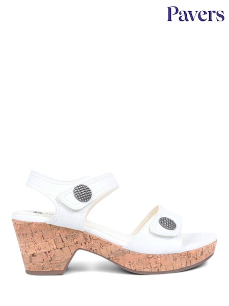 Pavers White Pavers Strappy Heeled Sandals (E06728) | €50