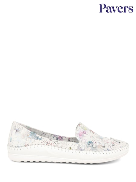 Pavers Casual Leather White Moccasins (E06752) | €50