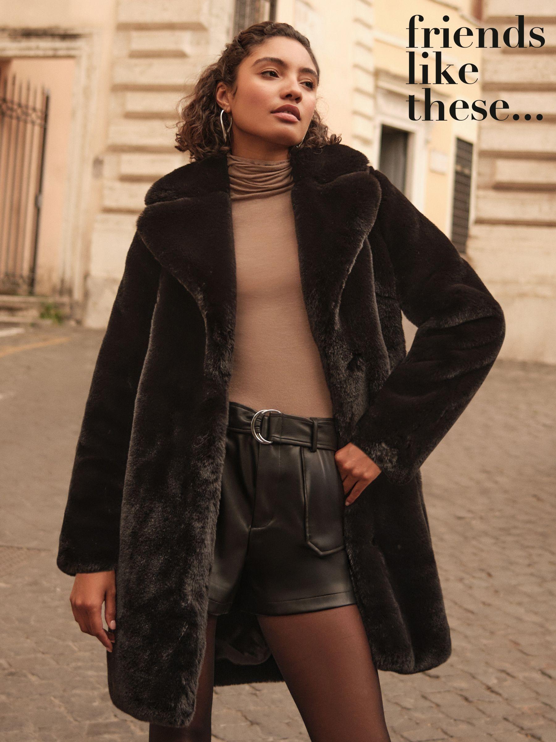 Women s Coats Black Occasionwear Faux Fur Coatsandjackets Next United Arab Emirates