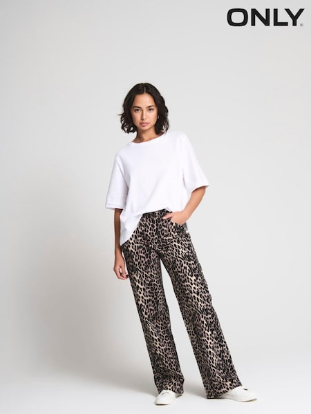 ONLY Riley Animal Leopard Print Straight Leg Jeans (E06788) | 31 €