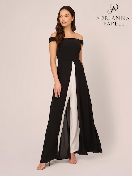 Adrianna Papell Crepe Overlay Black Dresses (E06795) | €121