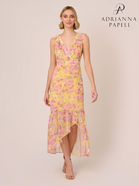 Adrianna Papell Yellow Printed Midi Dress (E06807) | €112