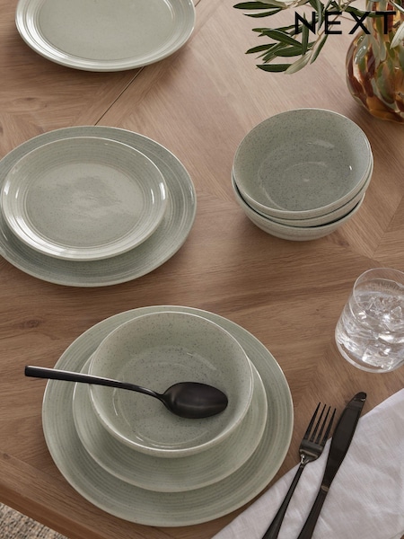 12 Piece Light Grey Raffi Speckle Dinner Set (E06959) | €82