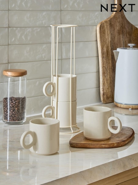 Set of 4 Natural Hayden Stacking Mugs (E07043) | €29