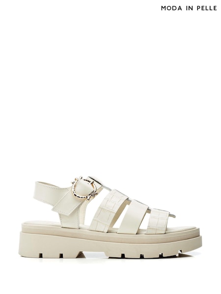 Moda In Pelle Obsidian Chunky Fisherman White Sandals (E07083) | €98