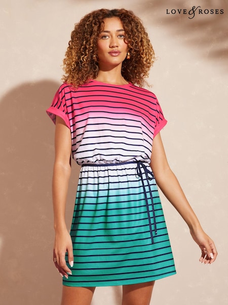 Love & Roses Crew Neck Jersey T-Shirt Mini Dress (E07173) | 139 LEI