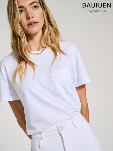 Baukjen Essentials Regenerative 100% Cotton Perfect White T-shirt (E07261) | ‏24 ر.ع.‏