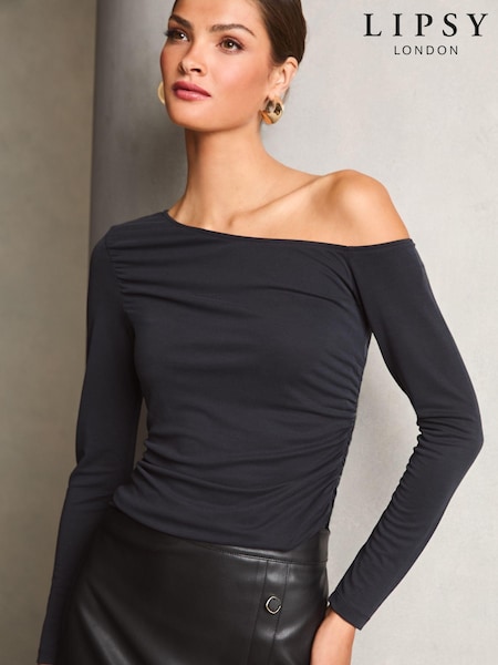 Lipsy Black Slinky One Shoulder Top (E07276) | € 22