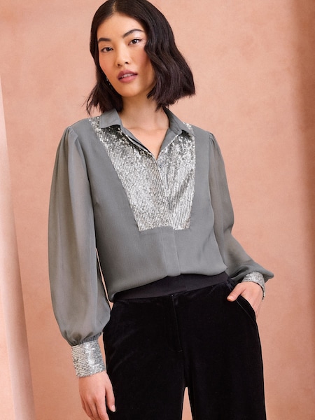 Love & Roses Sequin Shirt (E07360) | 165 LEI