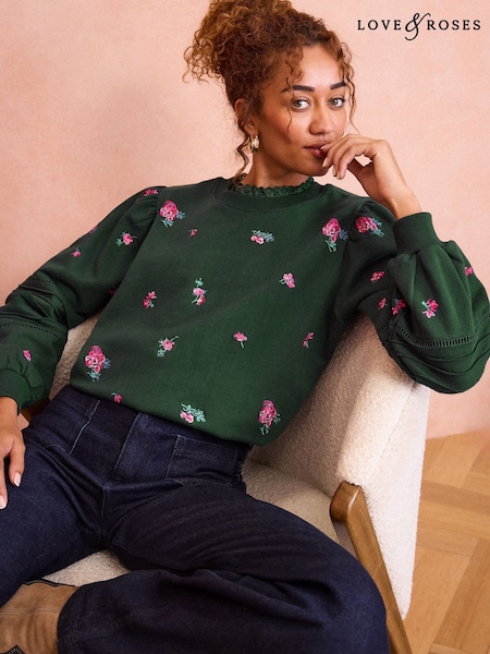 Love & Roses Jersey Sweatshirt (E07366) | 163 LEI