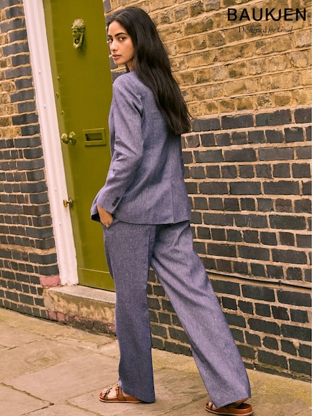Baukjen Blue Giselle 100% Linen Trousers (E07444) | €79