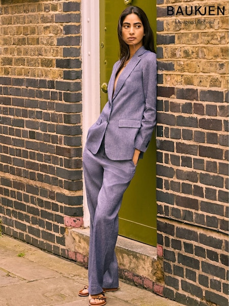 Baukjen Blue Stina 100% Linen Blazer (E07452) | €154