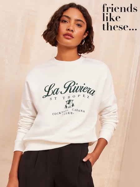 Friends Like These Ivory White Long Sleeve Crew Neck Sweatshirt (E07582) | €18.50