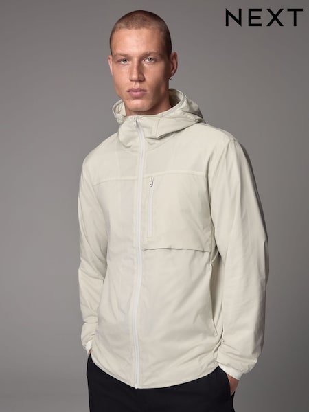 White Shower Resistant Lightweight Hooded Anorak Jacket (E07607) | €62