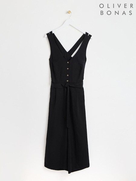 Oliver Bonas Belted Sleeveless Jumpsuit With Linen (E07655) | €47