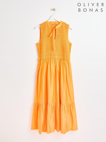 Oliver Bonas Shirred Bodice Midi Dress (E07715) | 326 LEI