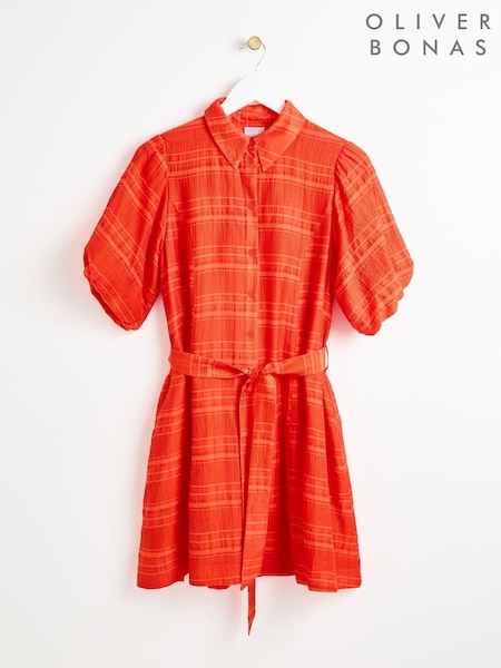 Oliver Bonas Textured Stripe Mini Shirt Dress (E07720) | 313 LEI