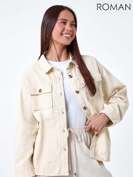 Roman Natural Broderie 100% Cotton Pocket Utility Jacket (E07749) | €30
