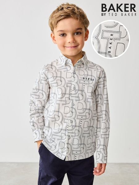 Baker by Ted Baker White Printed Shirt (E07761) | ₪121 - ₪141