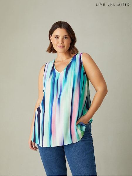 Live Unlimited Blue Curve Abstract Print Vest (E07806) | €26