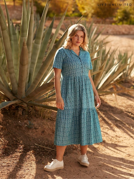 Live Unlimited Green Curve Paisley Print Jersey Shirt Dress (E07851) | €38