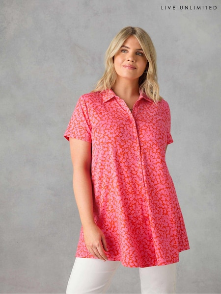 Live Unlimited Relaxed Curve Floral Jersey Shirt (E07854) | 175 LEI