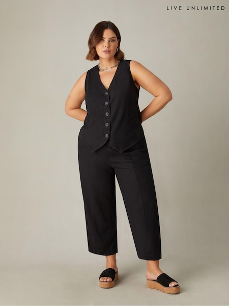 Live Unlimited Black Curve Linen Mix Waistcoat (E07858) | €37