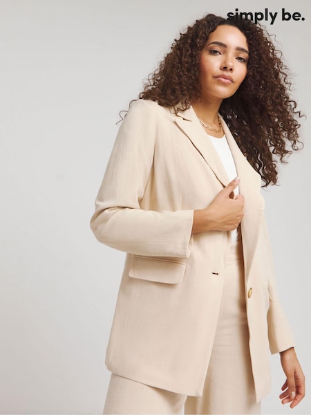 Simply Be Natural Linen Relaxed Suit Jackets (E07897) | €27