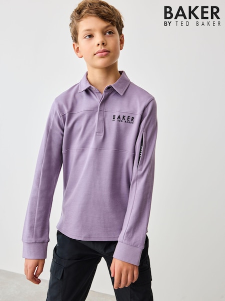 Lila - Baker by Ted Baker Purple Long Sleeve Polo Shirt (E07928) | 23 € - 24 €
