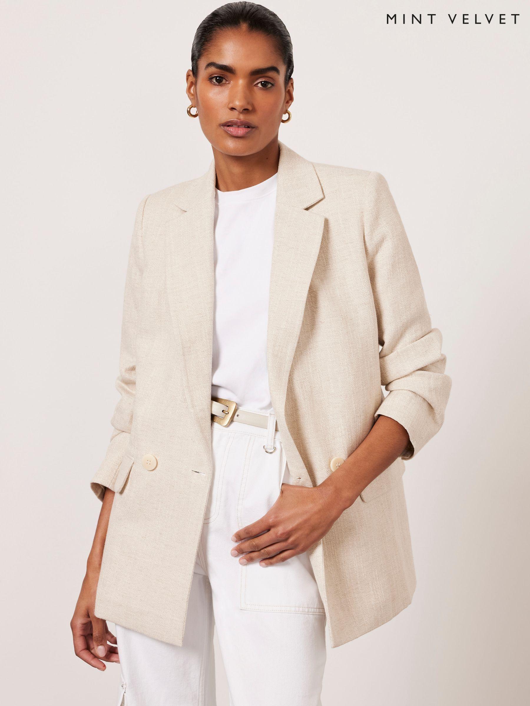 Women s Mint Velvet Cream Blazer Cotton Coatsandjackets Next Luxembourg