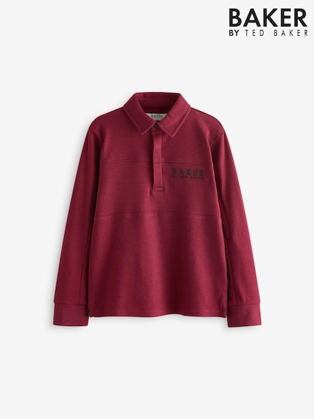 Burgunderrot - Baker by Ted Baker Purple Long Sleeve Polo Shirt (E07990) | 20 € - 21 €
