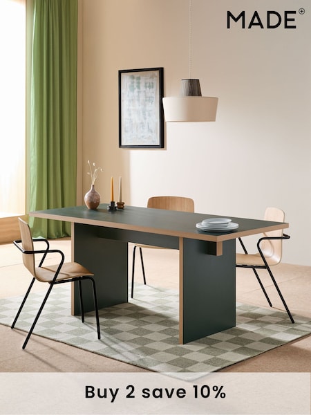 MADE.COM Dark Green Zayla Rectangle Fixed Dining Table (E08064) | €377