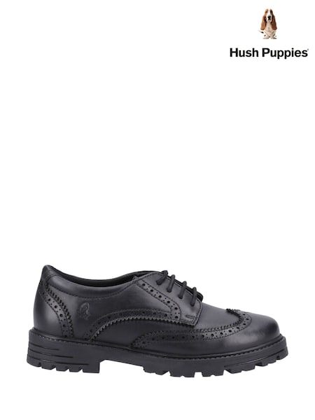 Black - Hush Puppies Maxine Junior School Shoes